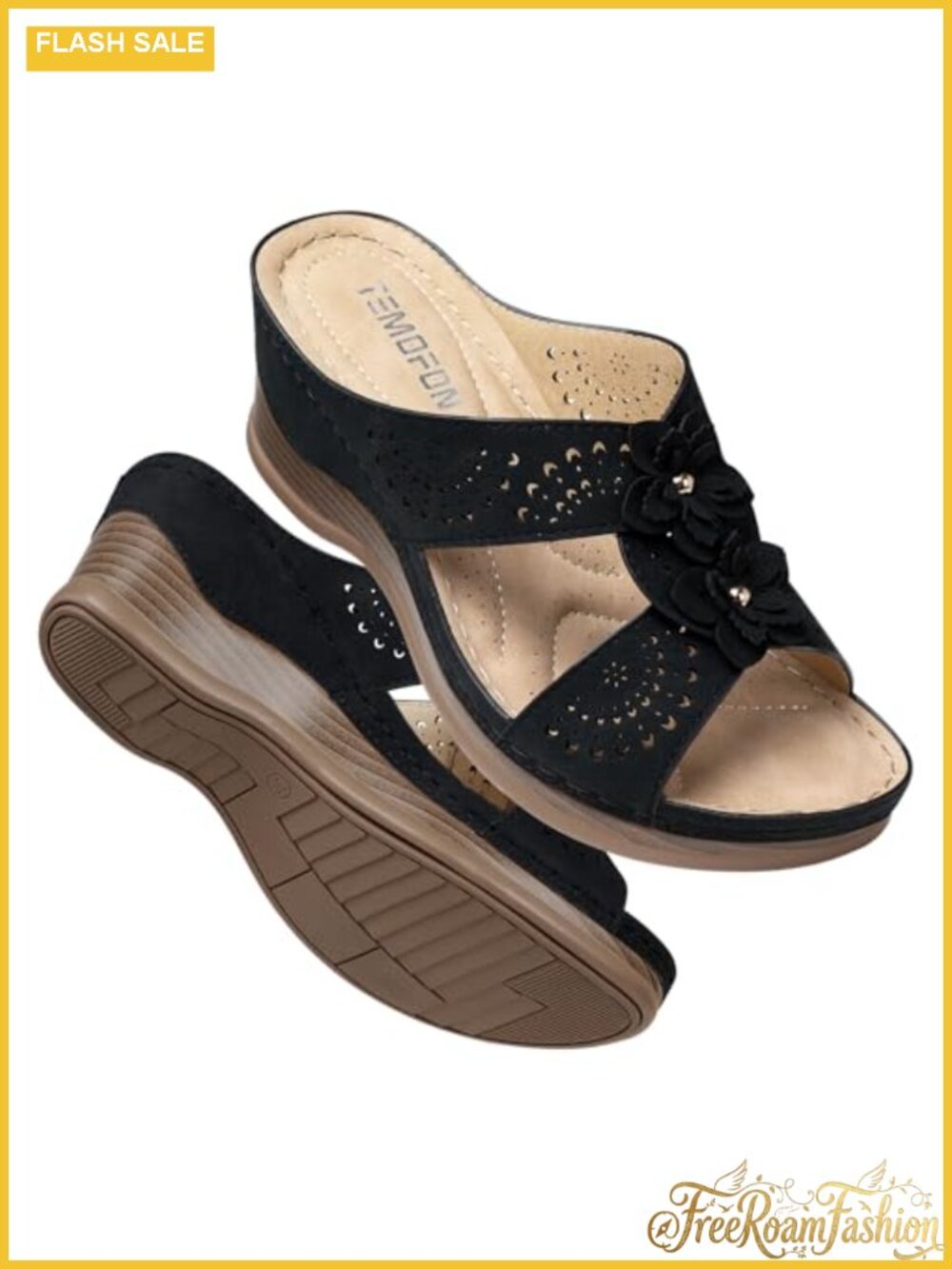 Womens Leather Wedge Sandals Comfortable Arch Support Walking Shoes Summer